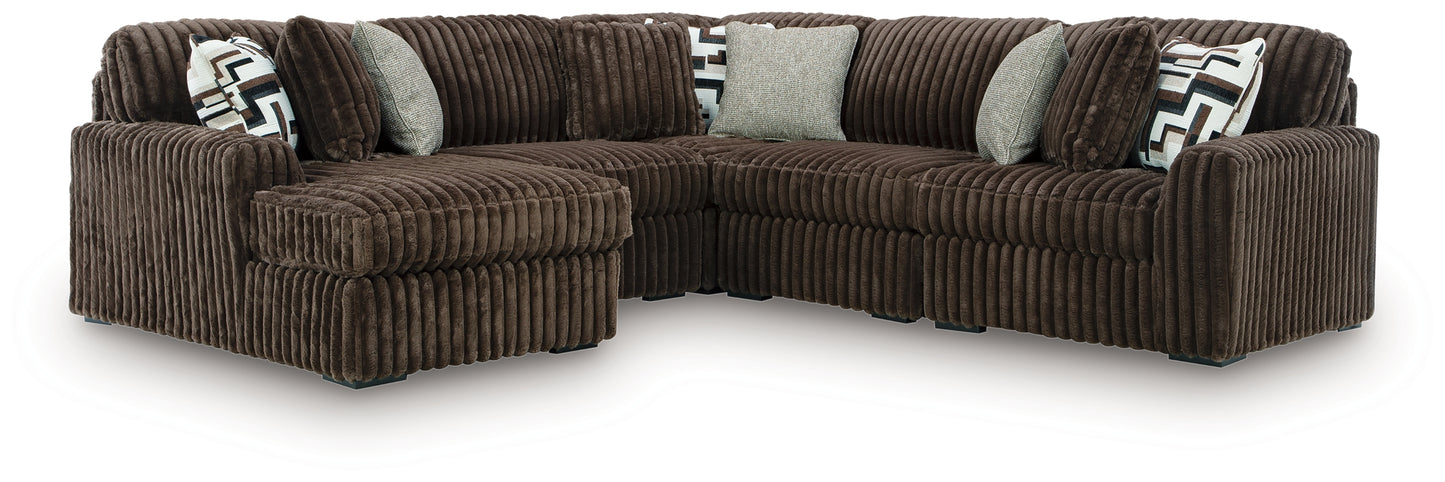 Orange Furniture Outlet - Ashley Furniture - Midnight-Madness Sectional - RAF 5-Piece Sectional with Chaise / Chocolate - 98104S21