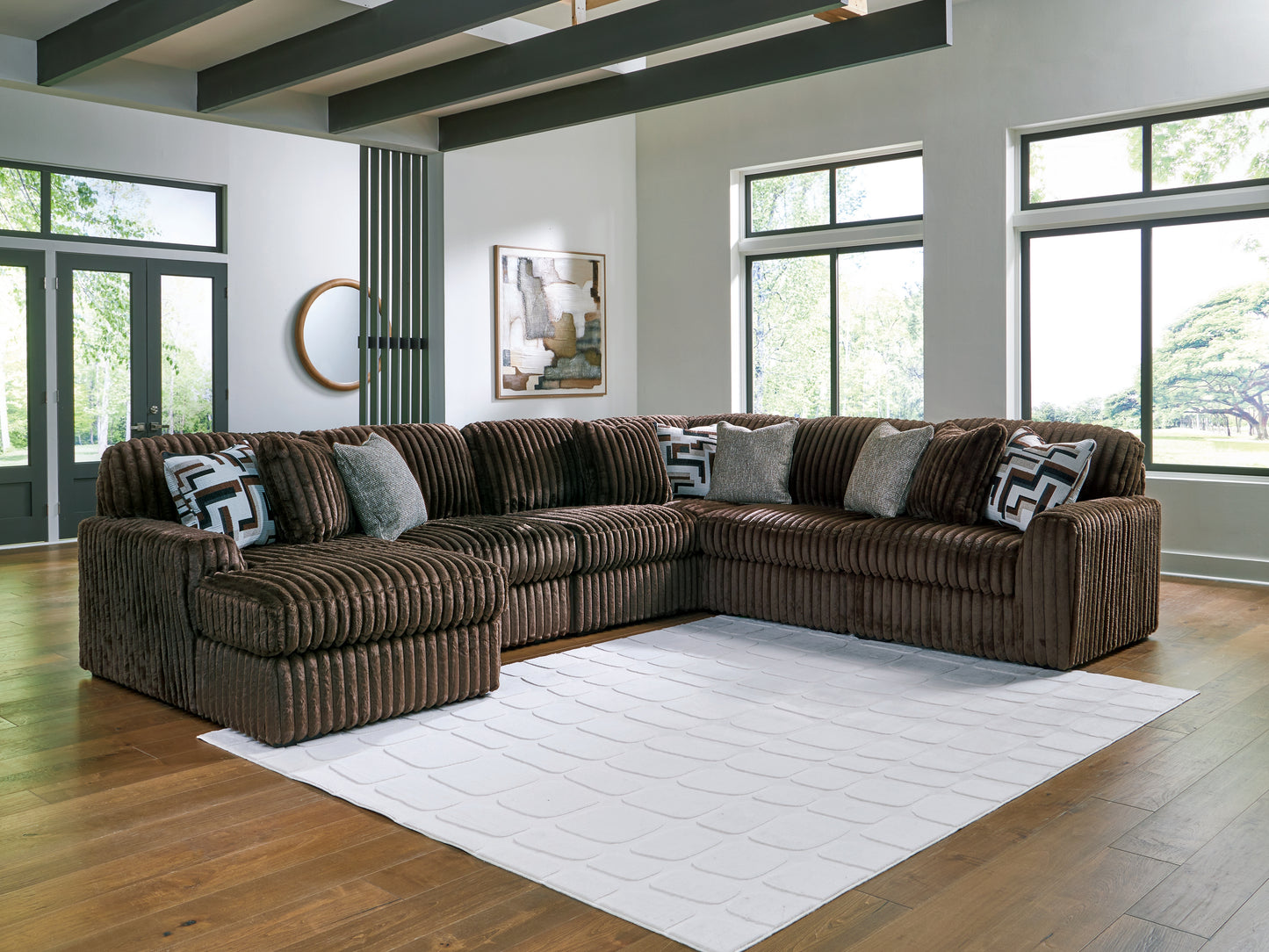 Orange Furniture Outlet - Ashley Furniture - Midnight-Madness Sectional - RAF 6-Piece Sectional with Chaise / Chocolate - 98104S23