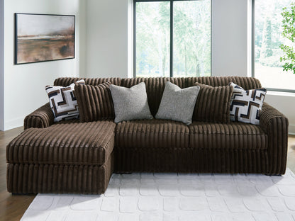 Orange Furniture Outlet - Ashley Furniture - Midnight-Madness Sectional - RAF 2-Piece Sectional Sofa with Chaise / Chocolate - 98104S1
