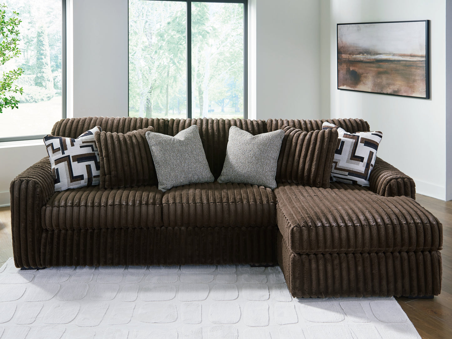 Orange Furniture Outlet - Ashley Furniture - Midnight-Madness Sectional - LAF 2-Piece Sectional Sofa with Chaise / Chocolate - 98104S2