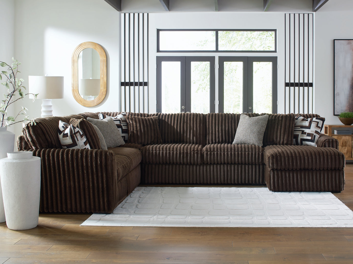 Orange Furniture Outlet - Ashley Furniture - Midnight-Madness Sectional - LAF 4-Piece Sectional with Chaise / Chocolate - 98104S3