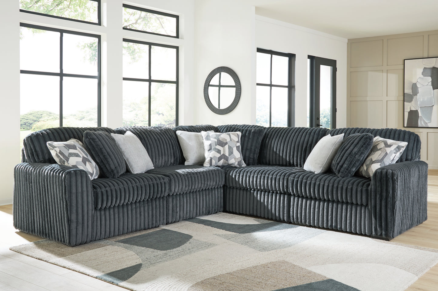 Orange Furniture Outlet - Ashley Furniture - Midnight-Madness Sectional - RAF 5-Piece Sectional / Gunmetal - 98105S27