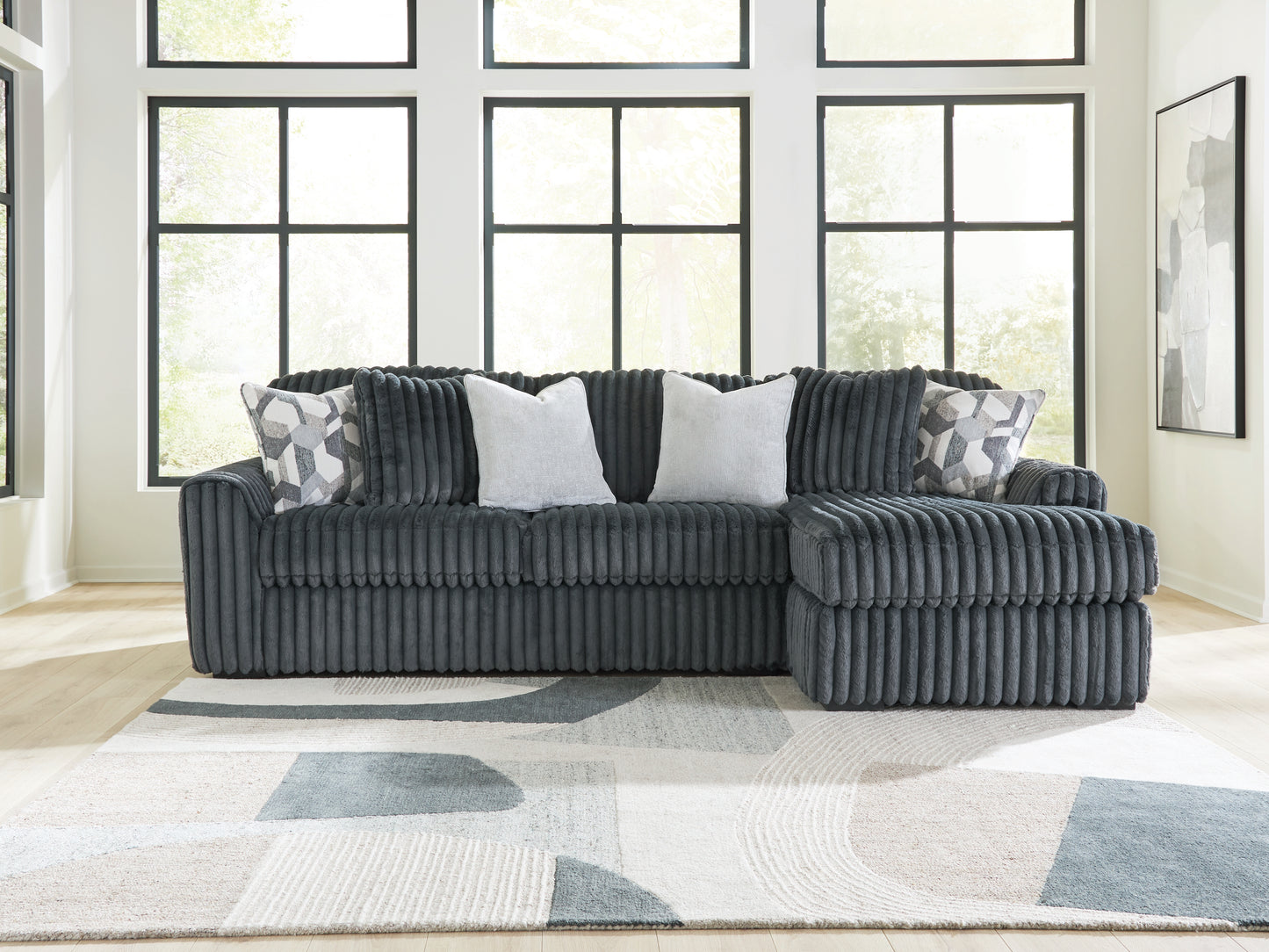Orange Furniture Outlet - Ashley Furniture - Midnight-Madness Sectional - LAF 2-Piece Sectional Sofa Chaise / Gunmetal - 98105S3