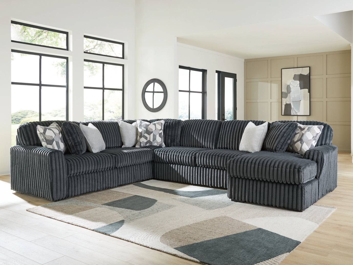 Orange Furniture Outlet - Ashley Furniture - Midnight-Madness Sectional - LAF 4-Piece Sectional with Chaise / Gunmetal - 98105S2