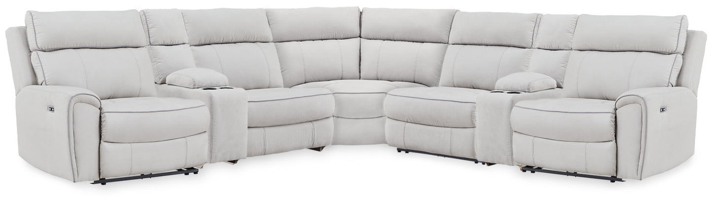Orange Furniture Outlet - Ashley Furniture - Social Pointe Sectional - 7-Piece Reclining Sectional with Storage Consoles / Pearl/Ash - PC98802S34