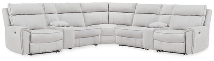Orange Furniture Outlet - Ashley Furniture - Social Pointe Sectional - 7-Piece Reclining Sectional with Storage Consoles / Pearl/Ash - PC98802S34