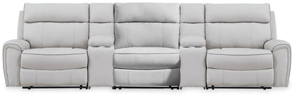 Orange Furniture Outlet - Ashley Furniture - Social Pointe Sectional - 5-Piece Reclining Sectional with Storage Consoles / Pearl/Ash - PC98802S39