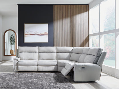 Orange Furniture Outlet - Ashley Furniture - Social Pointe Sectional - 5-Piece Power Reclining Sectional / Pearl/Ash - PC98802S8