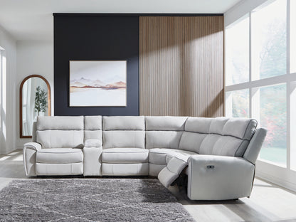 Orange Furniture Outlet - Ashley Furniture - Social Pointe Sectional - 6-Piece Power Reclining Sectional / Pearl/Ash - PC98802S10