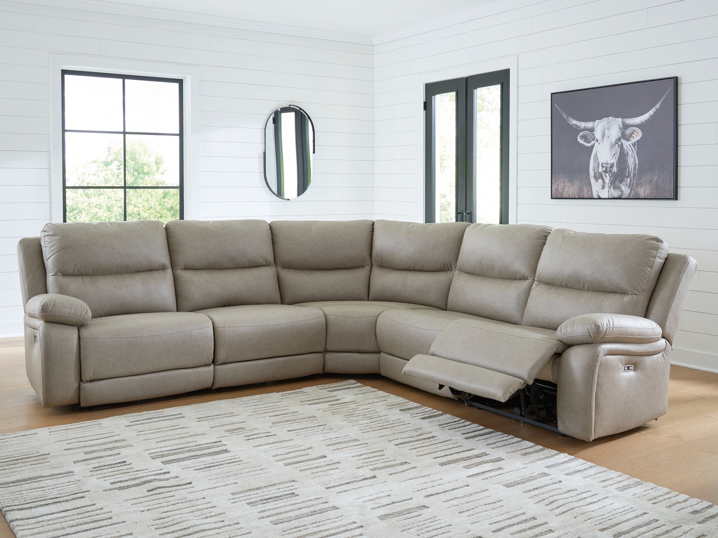 Orange Furniture Outlet - Ashley Furniture - Narwhal Place Sectional - 5-Piece Power Reclining Sectional / Pebble - PC99201S8