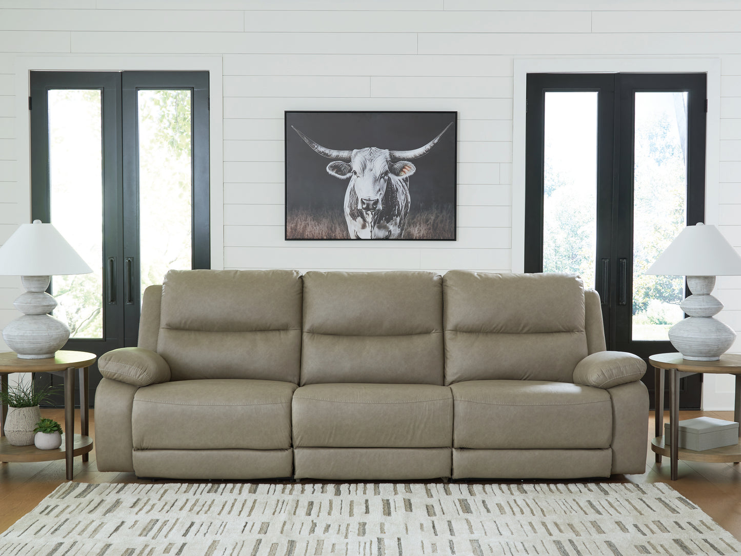 Orange Furniture Outlet - Ashley Furniture - Narwhal Place Sectional - 6-Piece Reclining Sectional with Storage Console / Pebble - PC99201S36