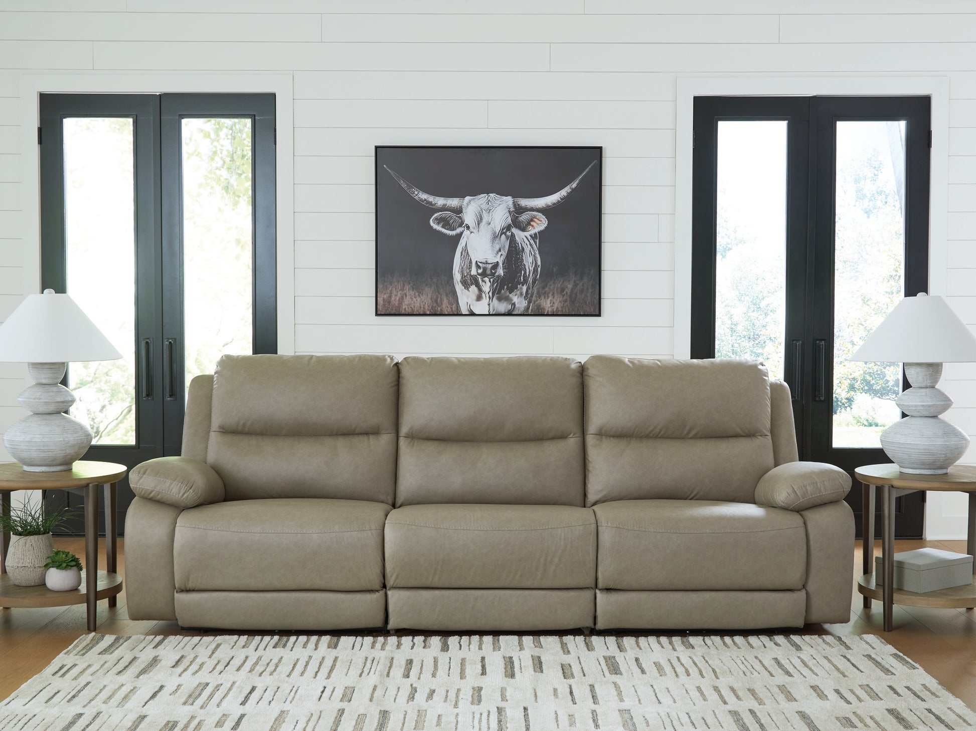 Orange Furniture Outlet - Ashley Furniture - Narwhal Place Sectional - 6-Piece Reclining Sectional with Storage Console / Pebble - PC99201S36