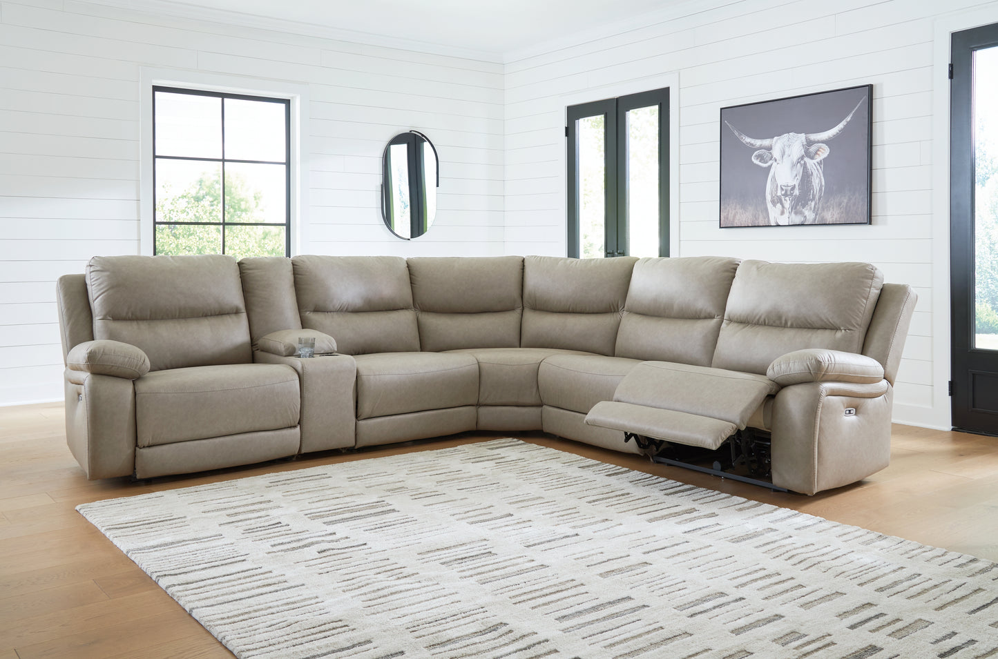 Orange Furniture Outlet - Ashley Furniture - Narwhal Place Sectional - 6-Piece Power Reclining Sectional / Pebble - PC99201S10