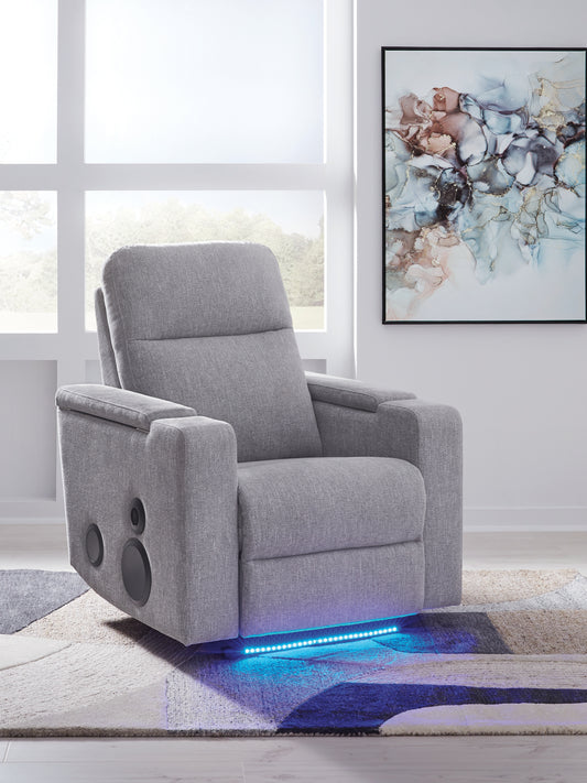 Orange Furniture Outlet - Ashley Furniture - Pineland Living Room - Glider PWR REC w/Audio System / Pewter - PC9930642A