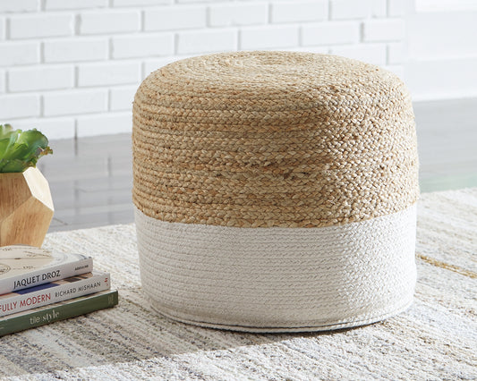 Orange Furniture Outlet - Ashley Furniture - Sweed Valley Pouf - Pouf / Natural/Black - A1000422