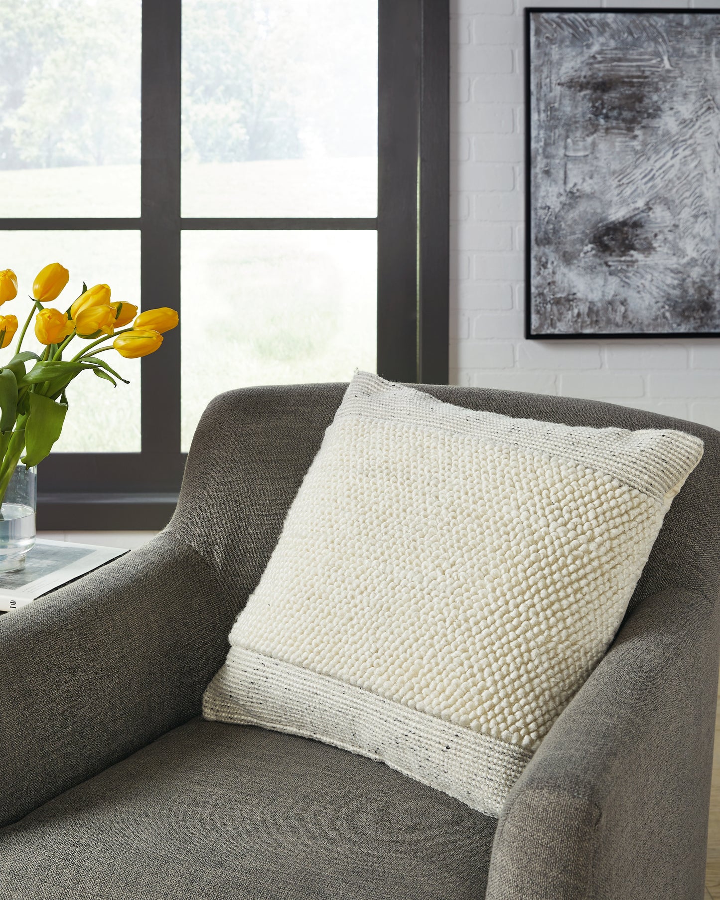 Orange Furniture Outlet - Ashley Furniture - Rowcher Pillows - Pillow (4/CS) / Gray/White - A1001004