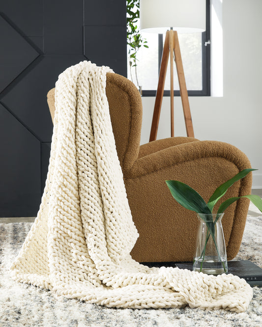 Orange Furniture Outlet - Ashley Furniture - Chaddon Throw (Set of 3) - Throw (3/CS) / Ivory - A1001060