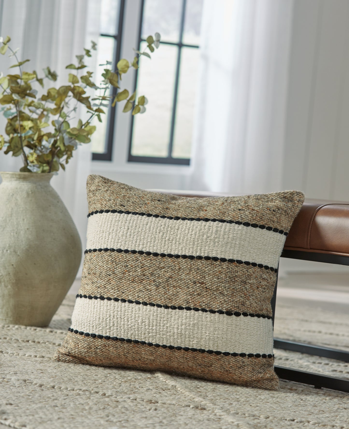Orange Furniture Outlet - Ashley Furniture - Rueford Pillows - Pillow (4/CS) / Brown/Black/Natural - A1001063