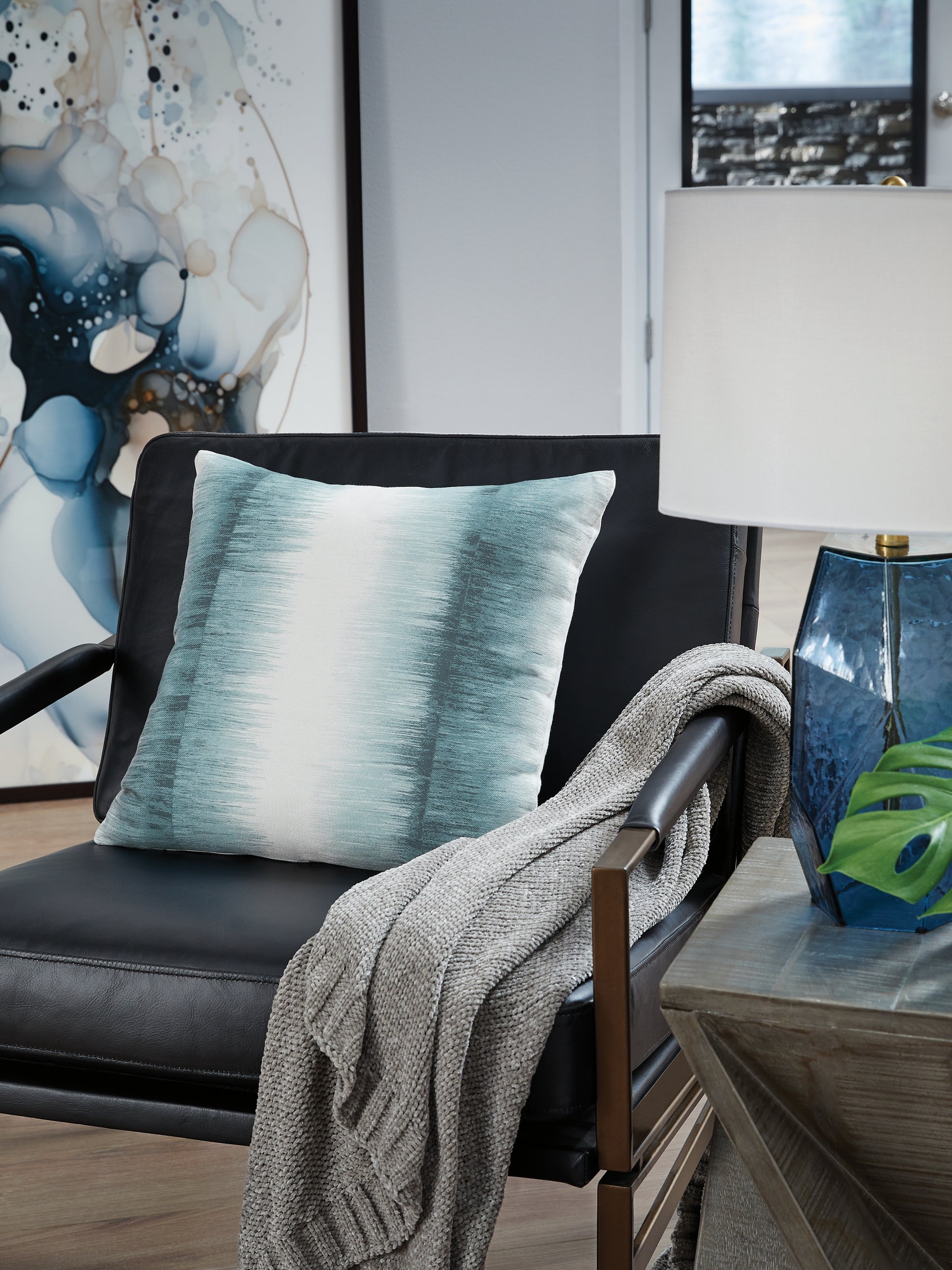 Orange Furniture Outlet - Ashley Furniture - Elonwich Pillows - Pillow (4/CS) / Teal/White - A1001106