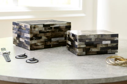 Orange Furniture Outlet - Ashley Furniture - Ellford Box (Set of 2) - Box Set (Set of 2) / Black/Brown/Cream - A2000596