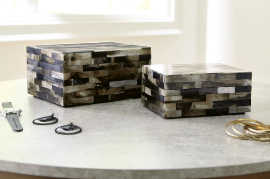 Orange Furniture Outlet - Ashley Furniture - Ellford Box (Set of 2) - Box Set (Set of 2) / Black/Brown/Cream - A2000596