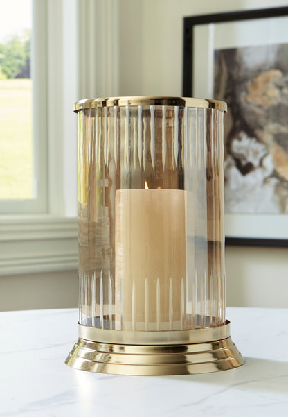 Orange Furniture Outlet - Ashley Furniture - Aavinson Candle Holder - Candle Holder / Amber/Gold Finish - A2000687