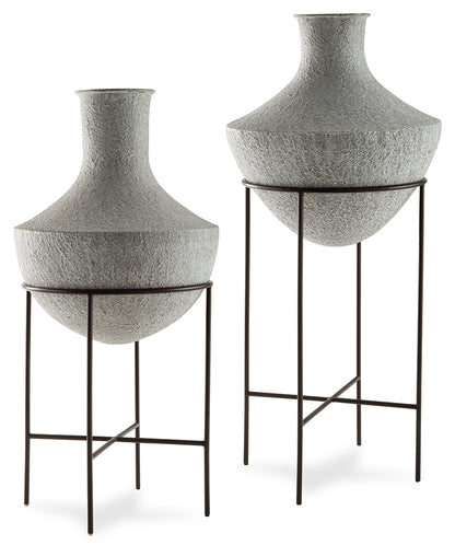 Orange Furniture Outlet - Ashley Furniture - Estonbank Vase - Vase Set / Distressed Cream - A2000747A1