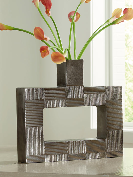Orange Furniture Outlet - Ashley Furniture - Wrengrove Vase - Vase / Antique Nickel Finish - A2000753