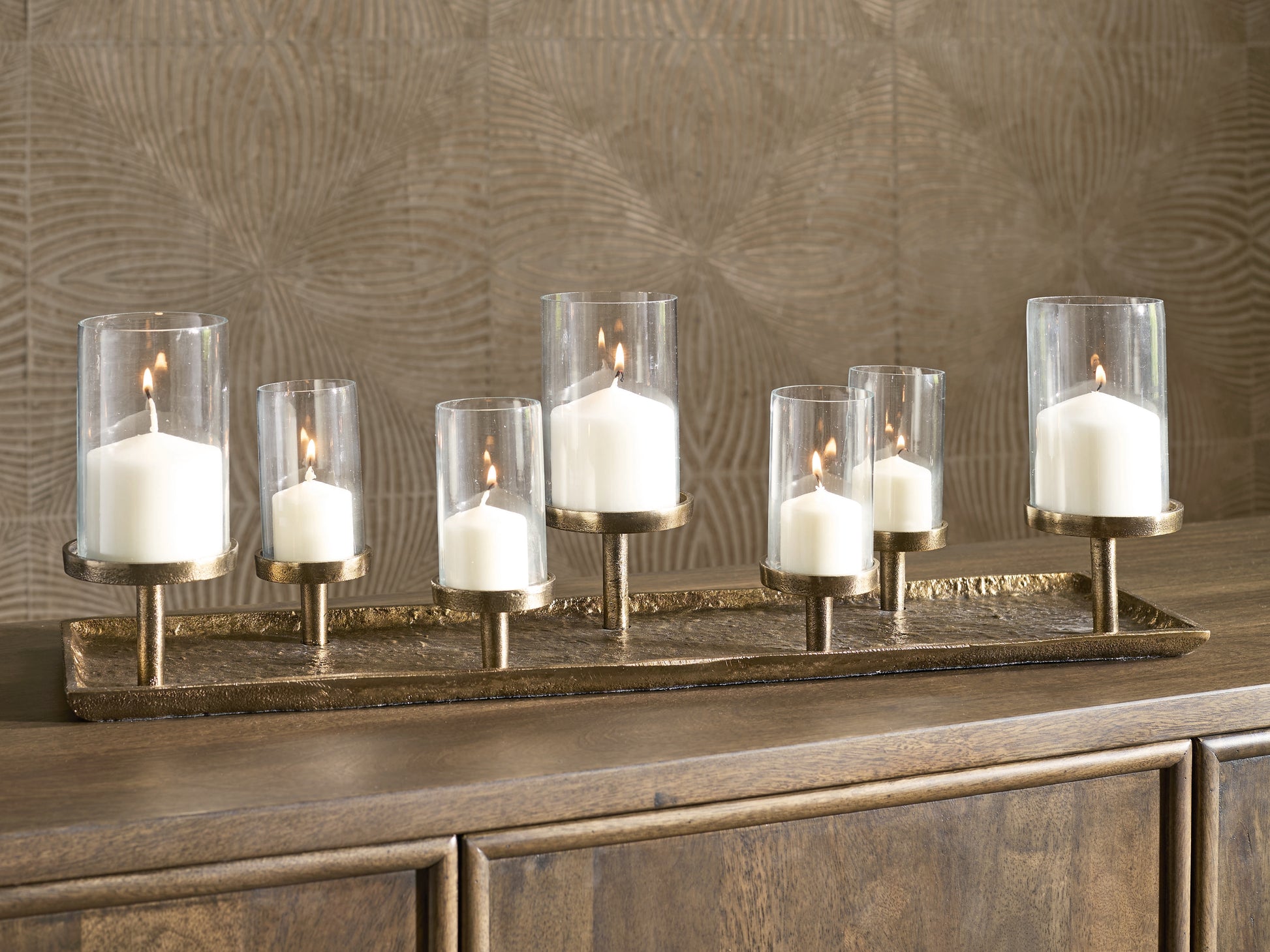 Orange Furniture Outlet - Ashley Furniture - Wallmond Candle Holder - Candle Holder / Antique Brass Finish - A2000820