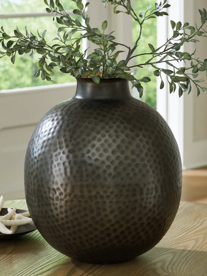 Orange Furniture Outlet - Ashley Furniture - Woody Vase - Vase / Pewter/Gold Finish - A2000845