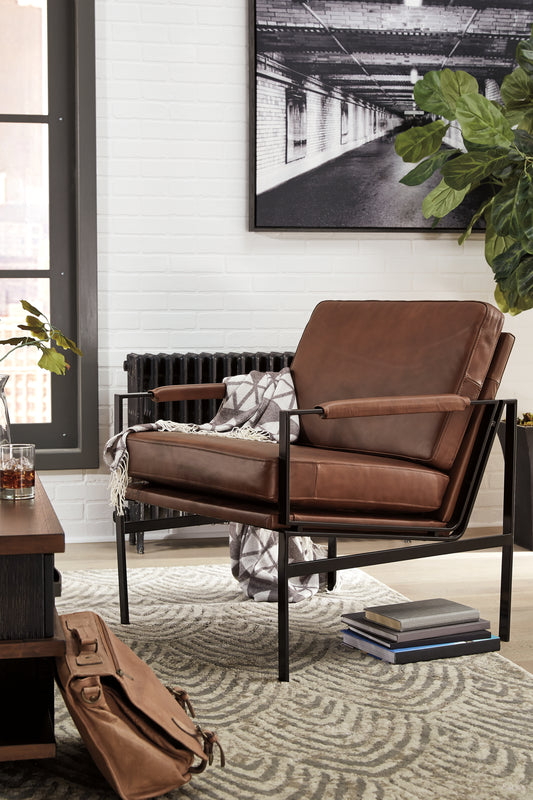 Orange Furniture Outlet - Ashley Furniture - Puckman Accent Chair - Accent Chair / Brown/Silver Finish - A3000193