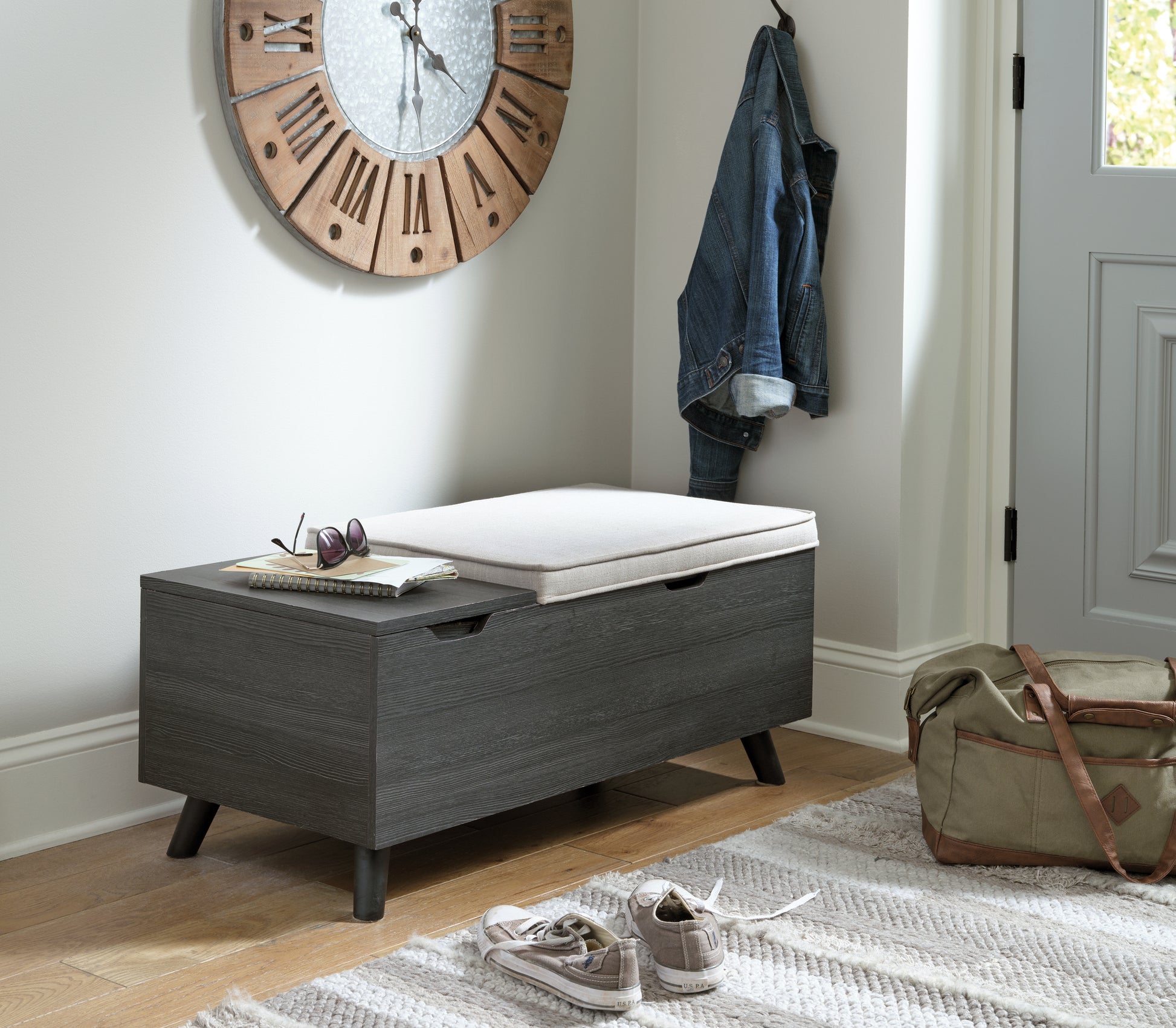 Orange Furniture Outlet - Ashley Furniture - Yarlow Storage Bench - Storage Bench / Linen/Gray / 39"W x 19"D x 17"H - A3000321