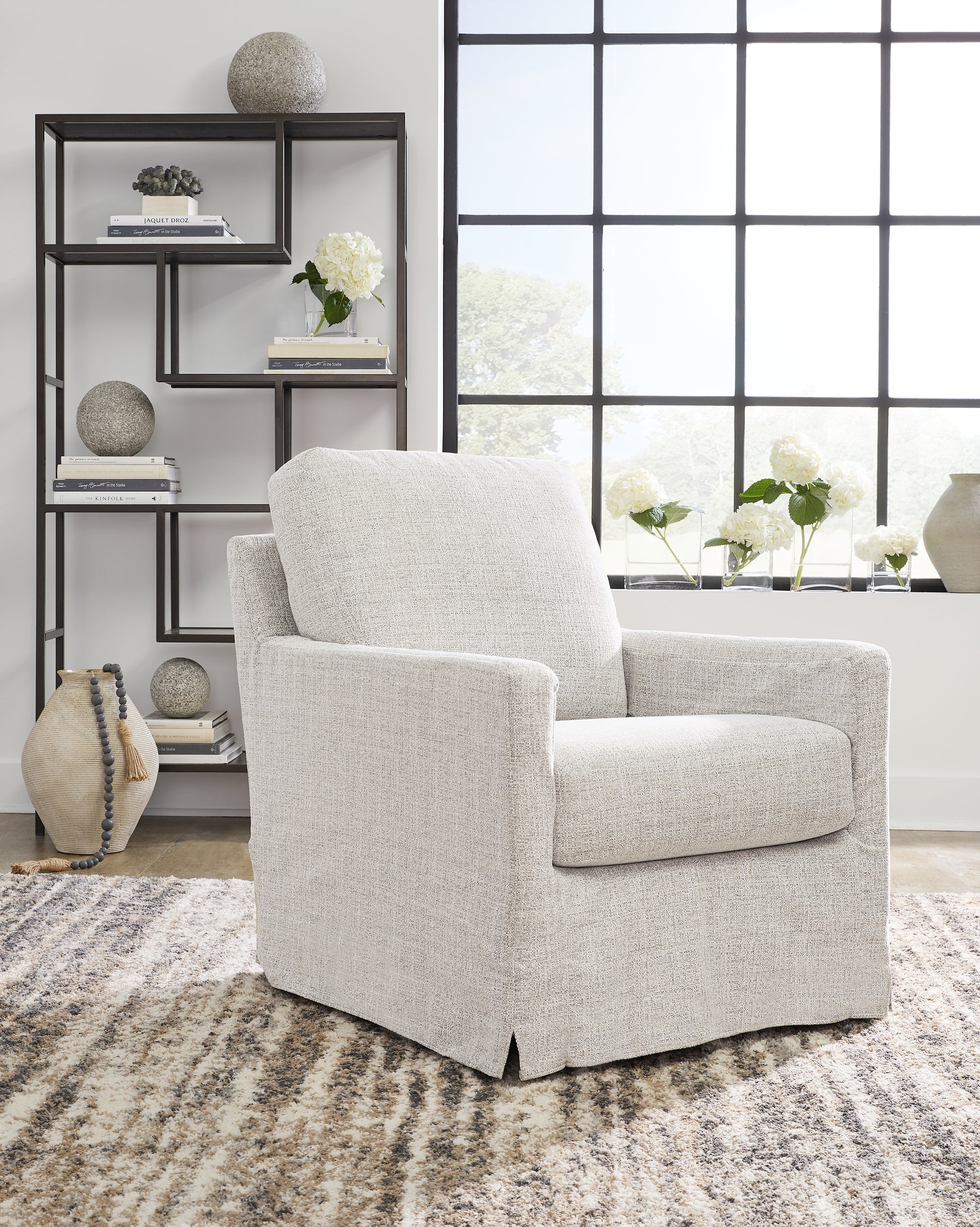 Orange Furniture Outlet - Ashley Furniture - Nenana Next-Gen Nuvella Swivel Glider Accent Chair - Swivel Glider Accent Chair / Denim - A3000646