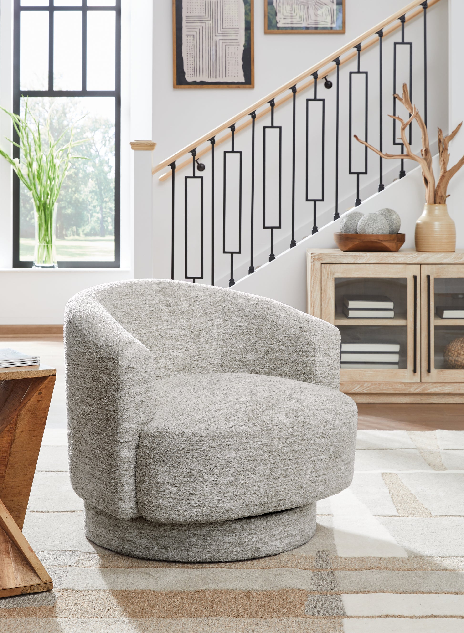 Orange Furniture Outlet - Ashley Furniture - Wardsor Swivel Accent Chair - Swivel Accent Chair / Stone - A3000731