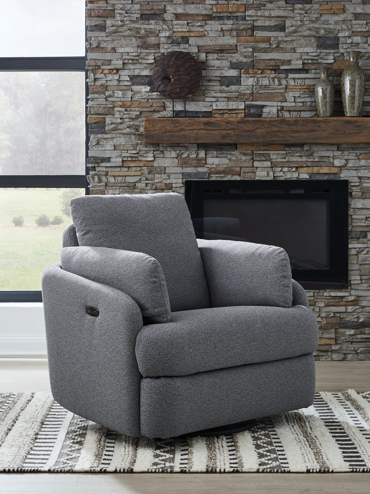 Orange Furniture Outlet - Ashley Furniture - Alainmont Next-Gen Nuvella Swivel Power Recliner - Swivel Power Recliner / Salt and Pepper - A3000738