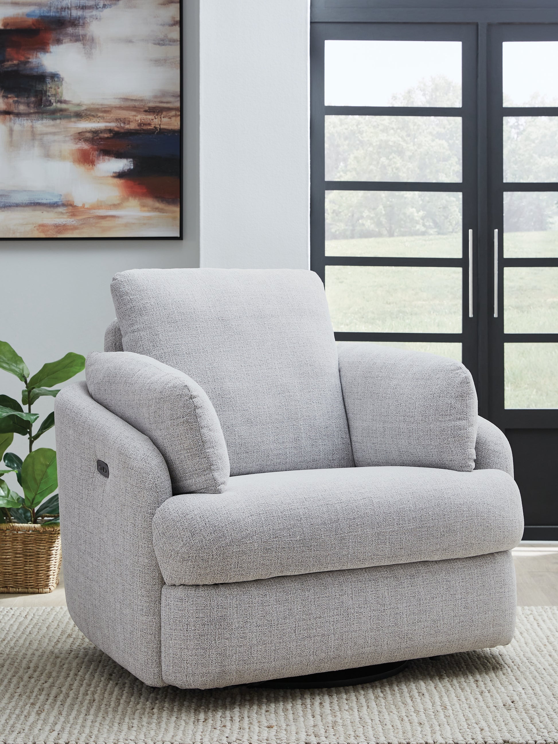 Orange Furniture Outlet - Ashley Furniture - Alainmont Next-Gen Nuvella Swivel Power Recliner - Swivel Power Recliner / Stone - A3000739