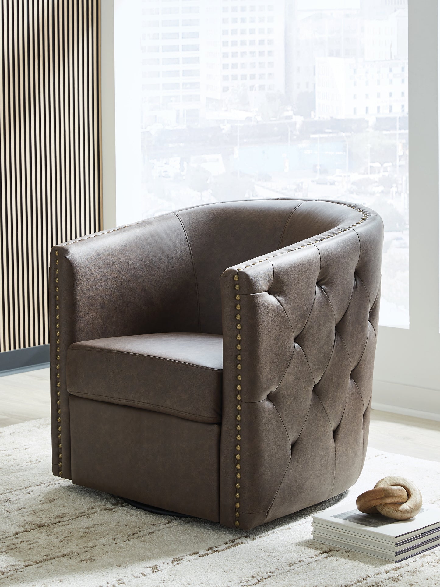 Orange Furniture Outlet - Ashley Furniture - Brentlow Swivel Accent Chair - Swivel Accent Chair / Granite - A3000741