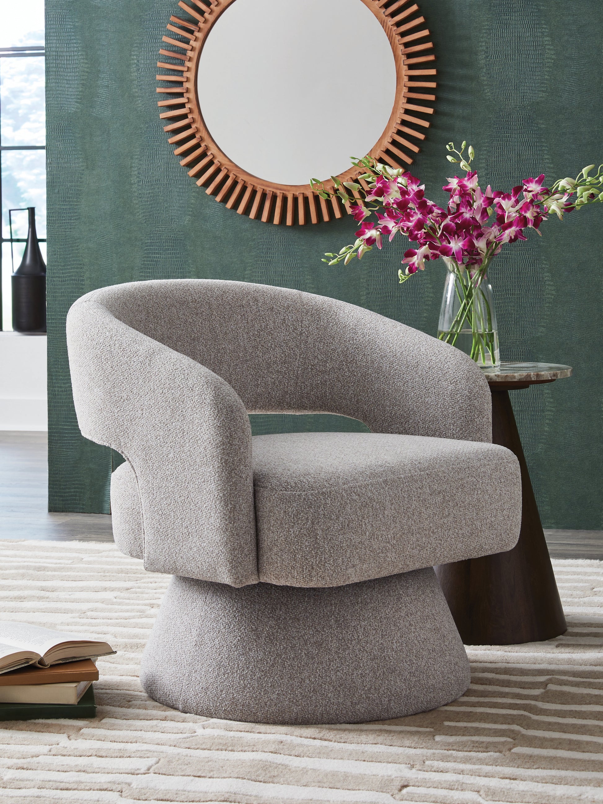 Orange Furniture Outlet - Ashley Furniture - Nashkins Swivel Accent Chair - Swivel Accent Chair / Pebble - A3000757