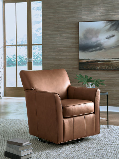 Orange Furniture Outlet - Ashley Furniture - Braydunn Swivel Glider Accent Chair - Swivel Glider Accent Chair / Caramel - A3000821