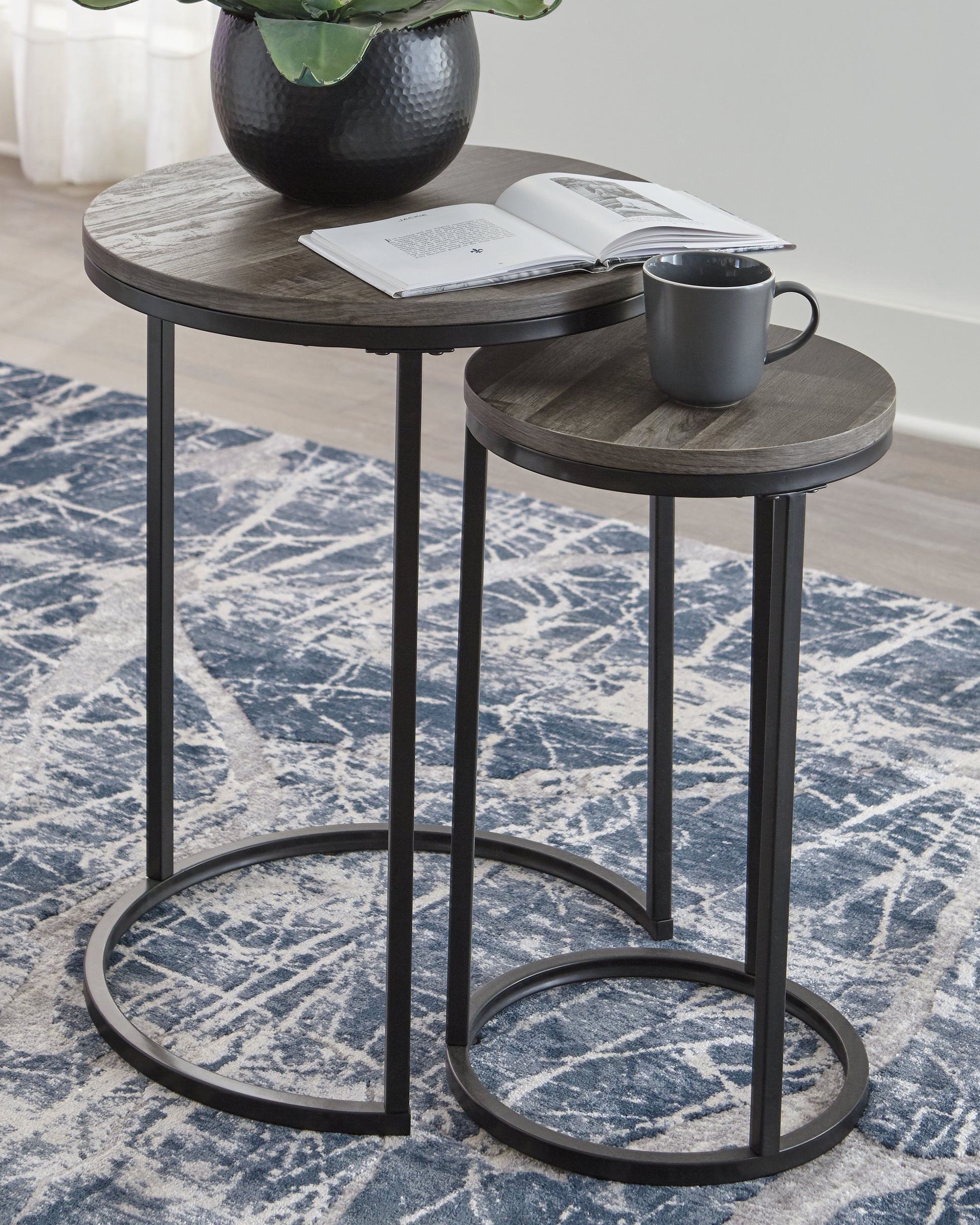 Orange Furniture Outlet - Ashley Furniture - Briarsboro Accent Table (Set of 2) - Accent Table Set (Set of 2) / Black/Gray - A4000231