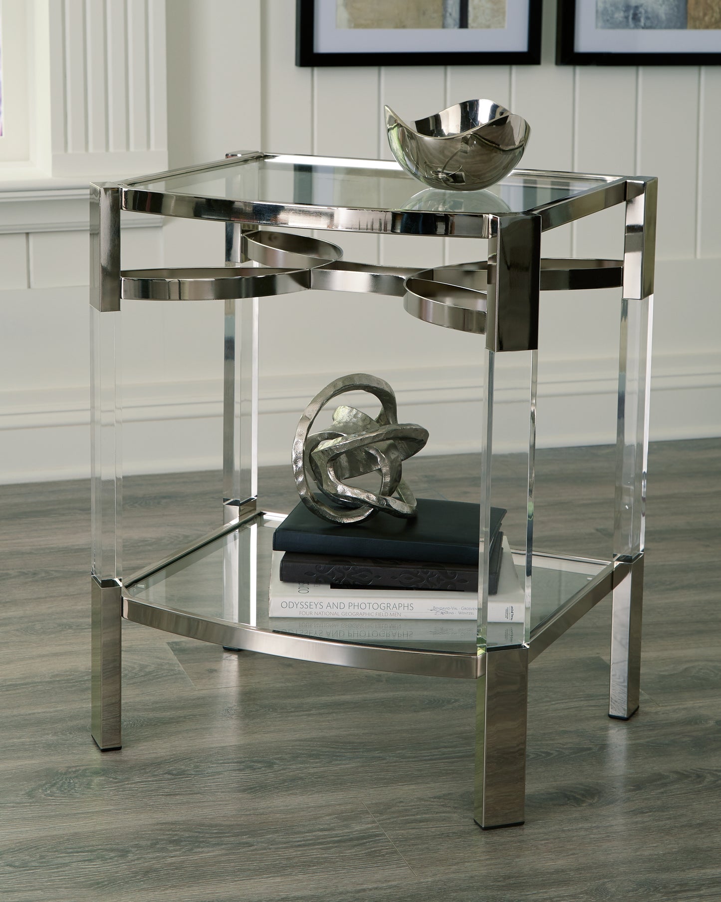 Orange Furniture Outlet - Ashley Furniture - Chaseton Accent Table - Accent Table / Clear/Silver Finish - A4000334
