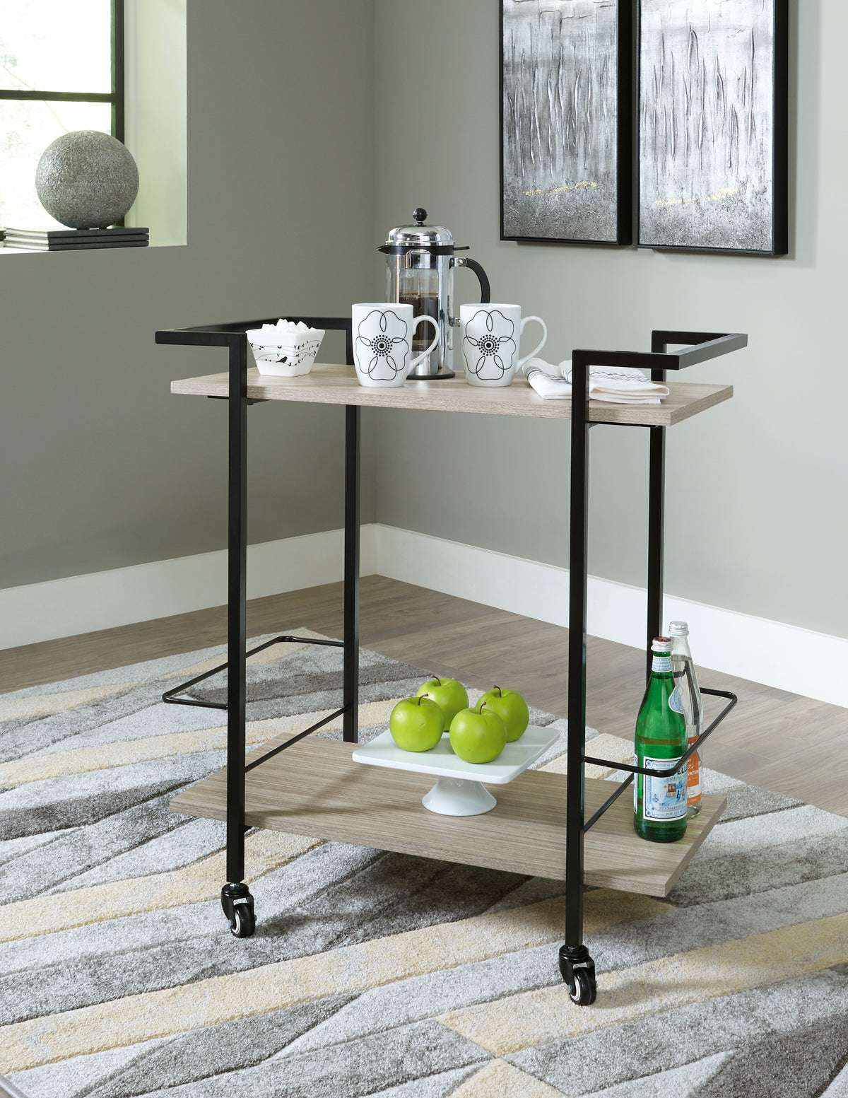 Orange Furniture Outlet - Ashley Furniture - Waylowe Bar Cart - Bar Cart / Brown/Black - A4000389