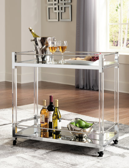 Orange Furniture Outlet - Ashley Furniture - Chaseton Bar Cart - Bar Cart / Clear/Silver Finish - A4000501