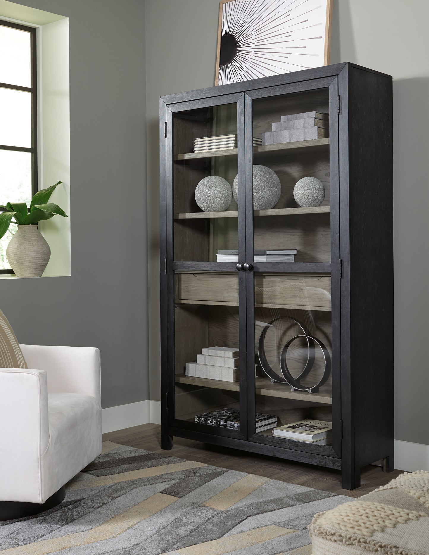 Orange Furniture Outlet - Ashley Furniture - Lenston Accent Cabinet - Accent Cabinet / Black/Gray - A4000507
