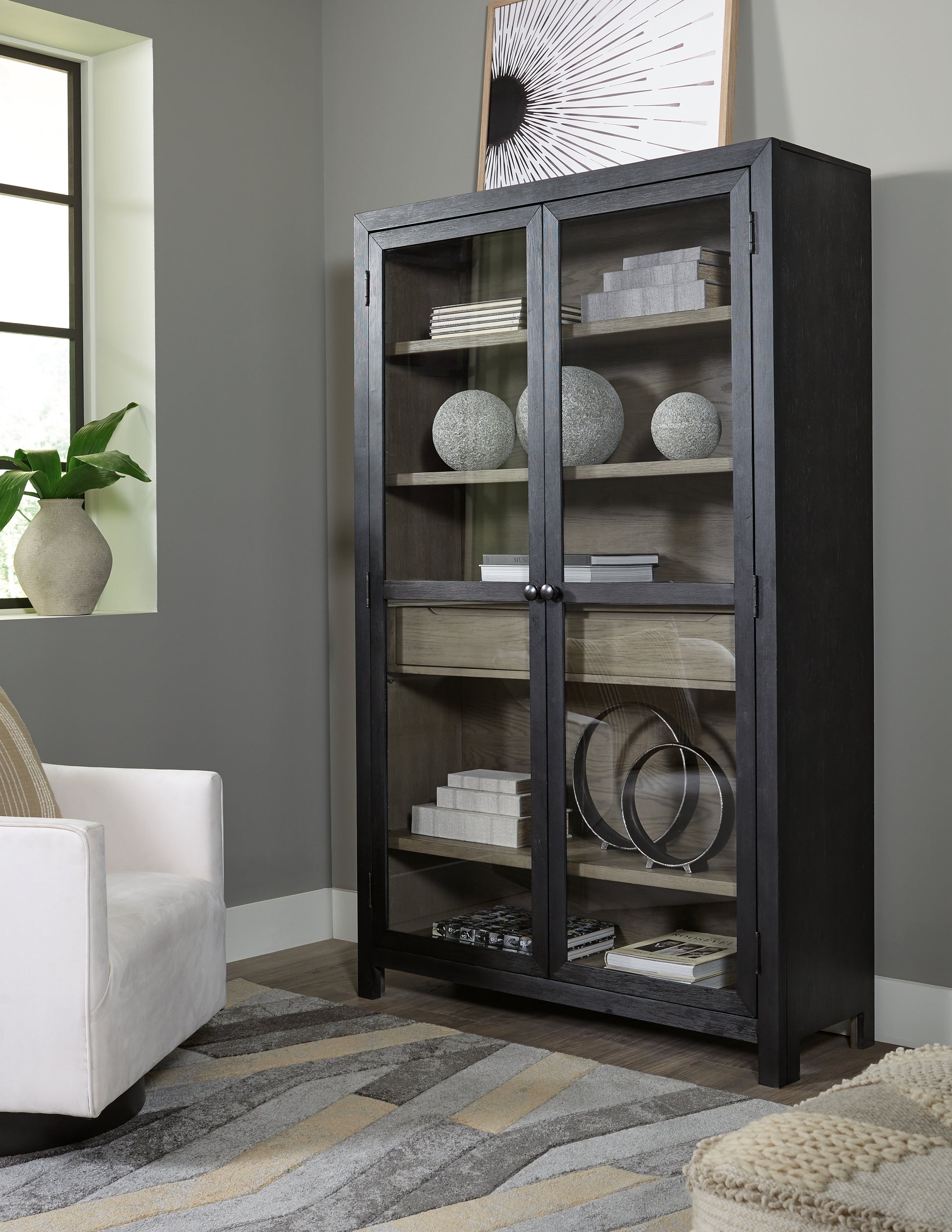 Orange Furniture Outlet - Ashley Furniture - Lenston Accent Cabinet - Accent Cabinet / Black/Gray - A4000507