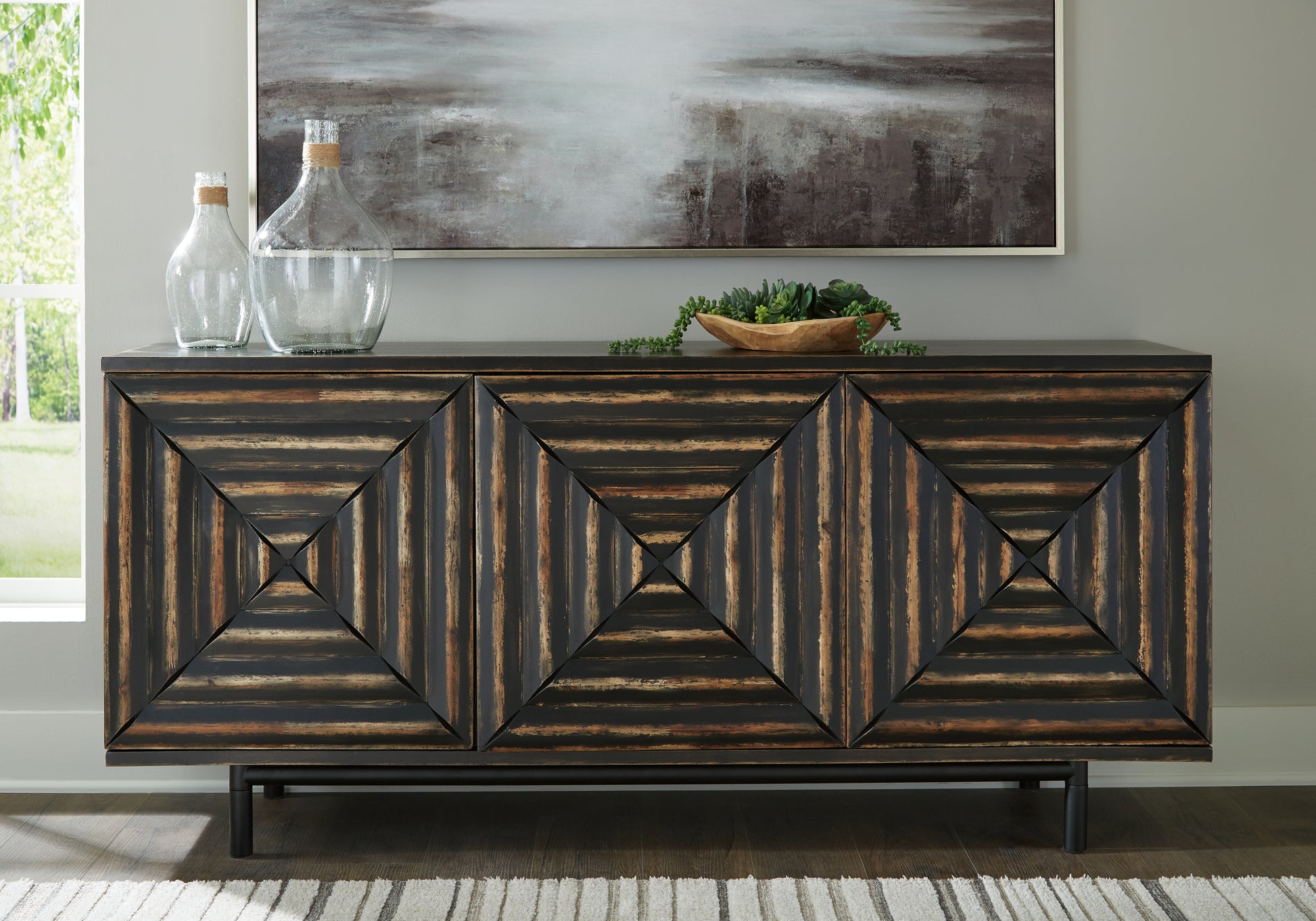 Orange Furniture Outlet - Ashley Furniture - Fair Ridge Accent Cabinet - Accent Cabinet / Distressed Black - A4000573
