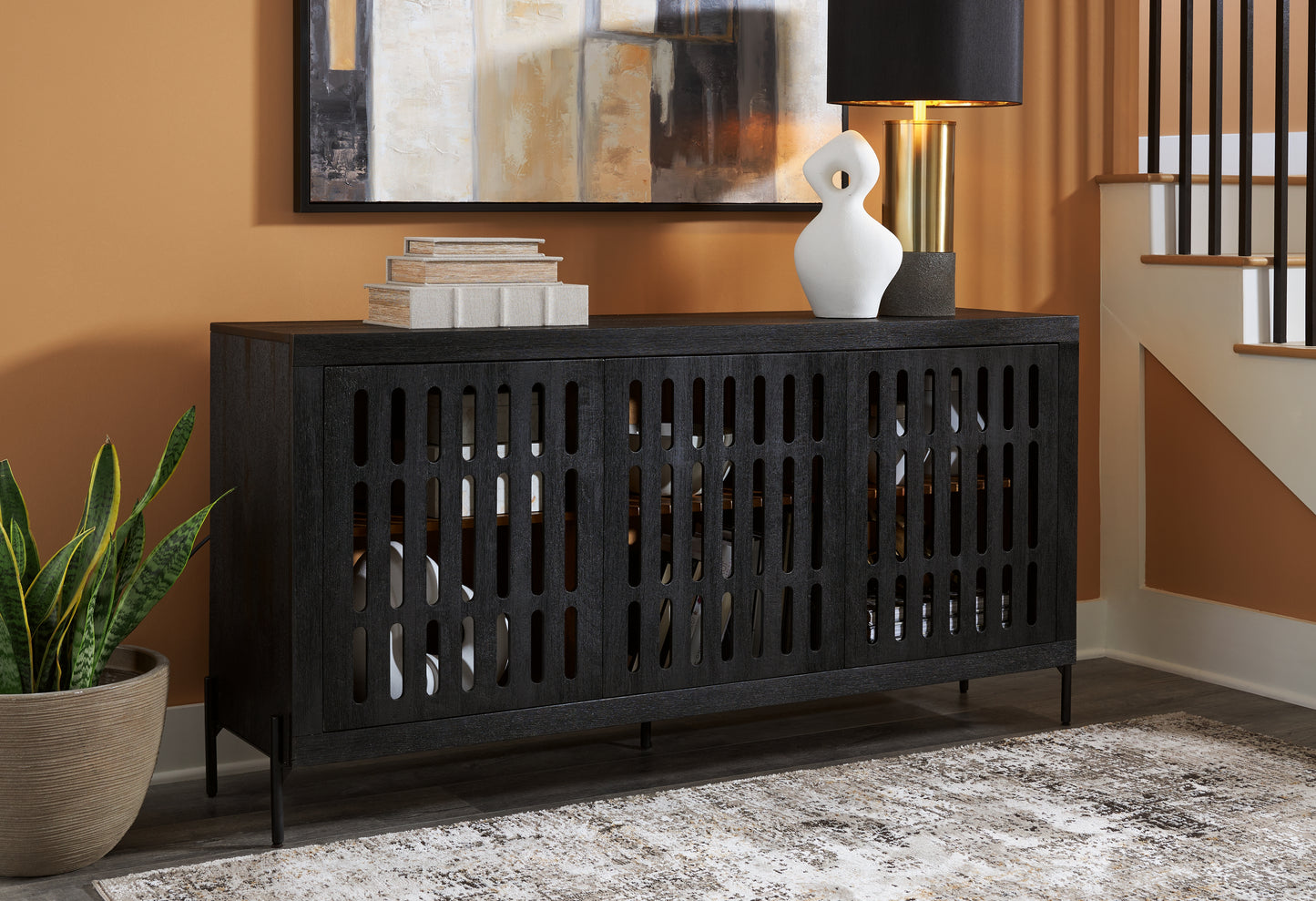 Orange Furniture Outlet - Ashley Furniture - Vallisburg Accent Cabinet - Accent Cabinet / Black/Natural - A4000644
