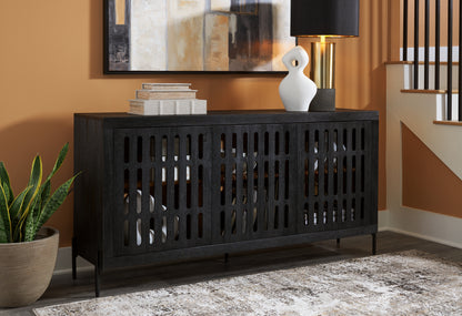 Orange Furniture Outlet - Ashley Furniture - Vallisburg Accent Cabinet - Accent Cabinet / Black/Natural - A4000644