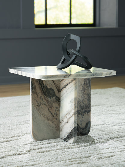 Orange Furniture Outlet - Ashley Furniture - Baretton Accent Coffee Table - Accent Cocktail Table / Black/White/Taupe - A4000671