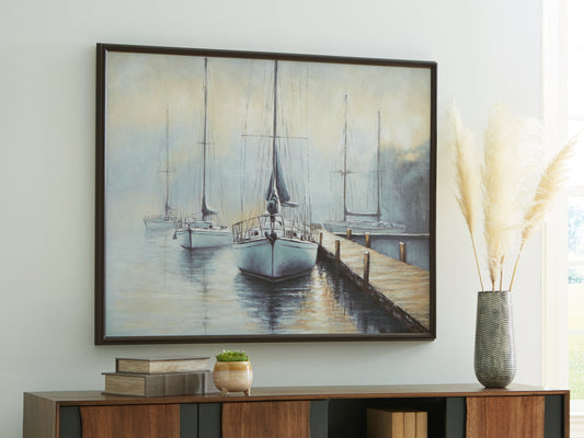 Orange Furniture Outlet - Ashley Furniture - Worthney Wall Decor - Wall Art / Blue/White/Brown - A8000457